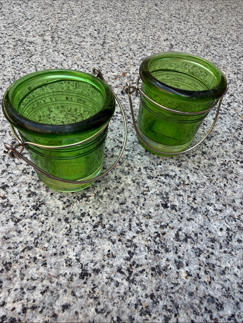 Stanley Green Glass Hanging Lantern Votive Set